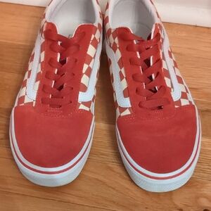 Vans Red and White Checkered Women's Sneakers